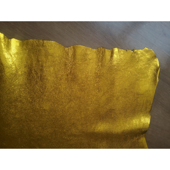 Metallic leather goat golden laminated